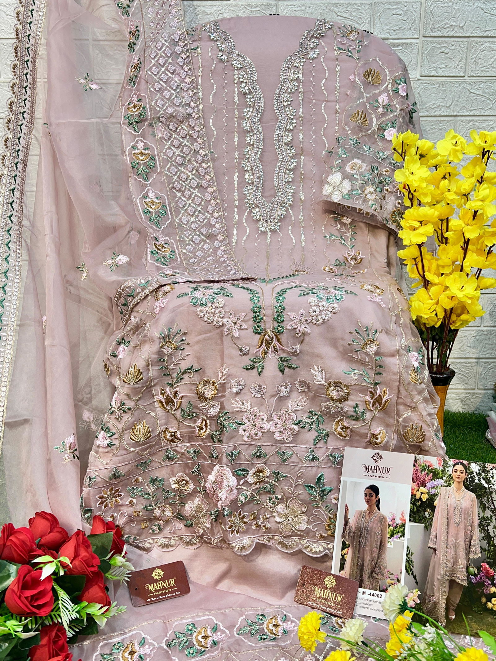 Mahnur 44002  Nayloan Organza Embroidery Pakistani Suits Wholesale Market In Surat